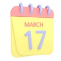 17th March 3D calendar icon