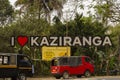 17th March, 2023, Kaziranga, Assam, India: I love Kaziranga board just beside the entry gate of Kazringa National Park, famous for