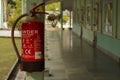 17th March, 2023, Kaziranga, Assam, India: A safety fire extinguisher machine at the beautiful heritage bungalow Banasree Tourist