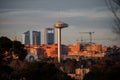 12th March 2023, Madrid, Spain. Views of Madrid, capital of Spain at sunset. You can see three famous towers and the Moncloa