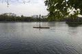 12TH MARCH 2022, rABINDRASAROBAR, KOLKATA, WEST BENGAL, INDIA: An athlete practicing rowing sports at Rabindra Sarobar lake