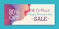 8th Of March Sale banner. Happy Womens day. Business template Royalty Free Stock Photo