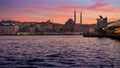 15th of March, 2023, Turkey, Istanbul. View on the Galata bridge and Suleymaniye mosque at sunset Royalty Free Stock Photo