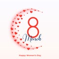 8th march womens day hearts greeting Royalty Free Stock Photo