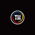 TH monogram logo isolated on circle shape with 3 slash colors rounded Royalty Free Stock Photo