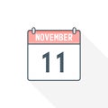 11th November calendar icon. November 11 calendar Date Month icon vector illustrator