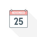25th November calendar icon. November 25 calendar Date Month icon vector illustrator