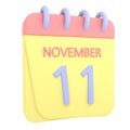 11th November 3D calendar icon