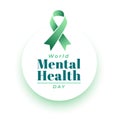 10th october global mental health day awareness poster with green ribbon