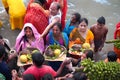 30th October 2022, Kolkata, West Bengal, India. Chhath Puja Ritual at Babu Ghat Royalty Free Stock Photo