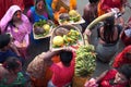 30th October 2022, Kolkata, West Bengal, India. Chhath Puja ritual at babu ghat Royalty Free Stock Photo