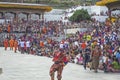 10th October, 2019, Thimphu Dzong, Bhutan: Bhutanese dancers performing Cham dance in Tsechu festival and the joker playing comic