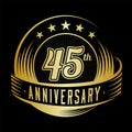 45 years anniversary design template. 45th anniversary celebrating logo design. 45years logo.