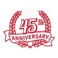 45 years anniversary celebration logotype. 45th anniversary logo. Vector and illustration. Royalty Free Stock Photo