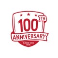 100 years anniversary celebration shield design template. 100th anniversary logo. Vector and illustration. Royalty Free Stock Photo