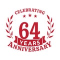 64 years anniversary celebration logotype. 64th anniversary logo. Vector and illustration.