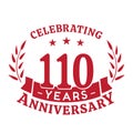 110 years anniversary celebration logotype. 110th anniversary logo. Vector and illustration. Royalty Free Stock Photo