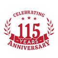 115 years anniversary celebration logotype. 115th anniversary logo. Vector and illustration. Royalty Free Stock Photo