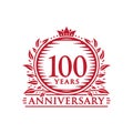 100 years celebrating anniversary design template. 100th anniversary logo. Vector and illustration. Royalty Free Stock Photo