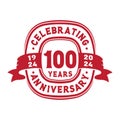 100th Anniversary Celebration Logo Design Template. 100th Anniversary Vector and Illustration. Royalty Free Stock Photo