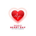 29th sept world heart day pulse background in papercut style