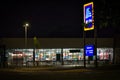 26th of September - Aldi supermarket in focus, at night time, ready for the grand opening on 28th of September 2023 in Flitwick,