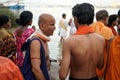 25th September 2022 - Kolkata, West Bengal, India. Hindu priest are busy for performing tarpan during mahalaya