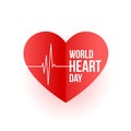 29th september world heart day pulse poster in paper style