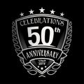 50th shield anniversary logo. 50th vector and illustration.