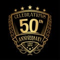 50th shield anniversary logo. 50th vector and illustration.