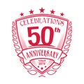50th shield anniversary logo. 50th vector and illustration.