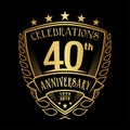 40th shield anniversary logo. 40th vector and illustration. Royalty Free Stock Photo