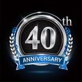 40th silver anniversary logo with blue ribbon and ring