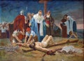 11th Station of the Cross - Crucifixion: Jesus is nailed to the cross Royalty Free Stock Photo