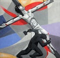 11th Stations of the Cross, Crucifixion: Jesus is nailed to the cross Royalty Free Stock Photo
