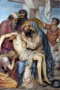 13th Stations of the Cross,Jesus ` body is removed from the cross Royalty Free Stock Photo