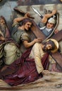 7th Stations of the Cross, Jesus falls the second time Royalty Free Stock Photo