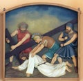 7th Stations of the Cross, Jesus falls the second time Royalty Free Stock Photo