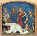 9th Stations of the Cross, Jesus falls the third time Royalty Free Stock Photo