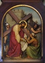 6th Stations of the Cross, Veronica wipes the face of Jesus Royalty Free Stock Photo