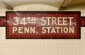 34th Street Penn. Station - New York City Subway Royalty Free Stock Photo