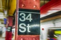 34th street sign in New York CIty subway Royalty Free Stock Photo
