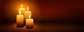 4th Sunday of Advent - Fourth Candle - Candlelight Panorama Banner Royalty Free Stock Photo