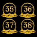 35th 36th 37th 38th anniversary gold color and black background