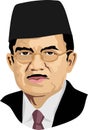 10th and 12th Vice President of Republic Indonesia Vector Illustration Jusuf Kalla