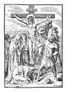 Vintage Antique Religious Biblical Drawing or Engraving of Jesus and 12th or Twelfth Station of the Cross or Way of the