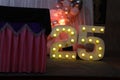 25th wedding anniversary backdrop with balloon decoration in the night