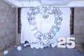 25th wedding anniversary backdrop with balloon decoration in the night