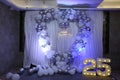 25th wedding anniversary backdrop with balloon decoration in the night