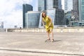 30th woman is learning to skateboard